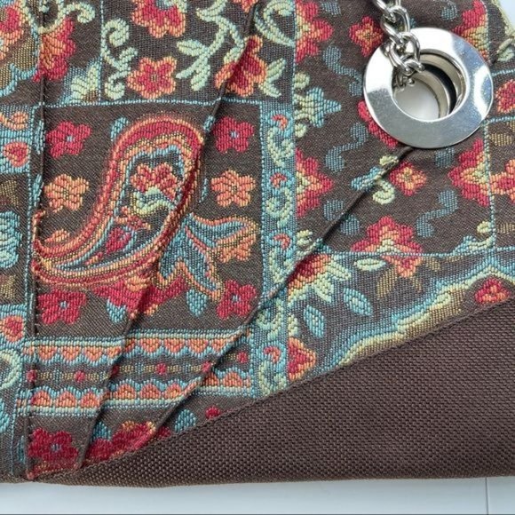 1154 Lill Studio Brown Pleated Patchwork Shoulder Crossbody Bag - Picture 3 of 8